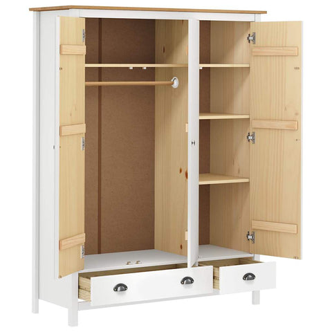 vidaXL 3-Door Wardrobe Hill White 127x50x170 cm Solid Pine Wood