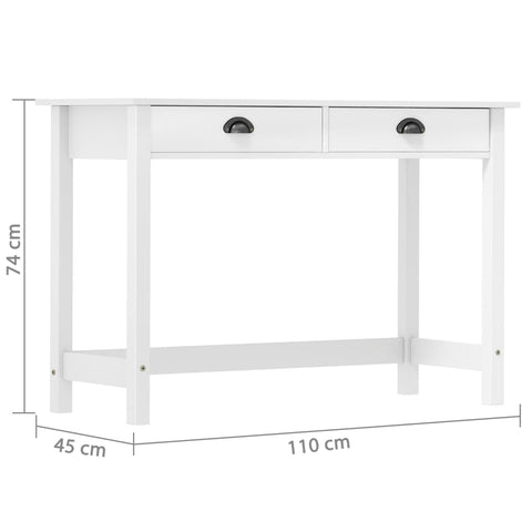 vidaXL Console Table Hill with 2 Drawers 110x45x74 cm Solid Pine Wood