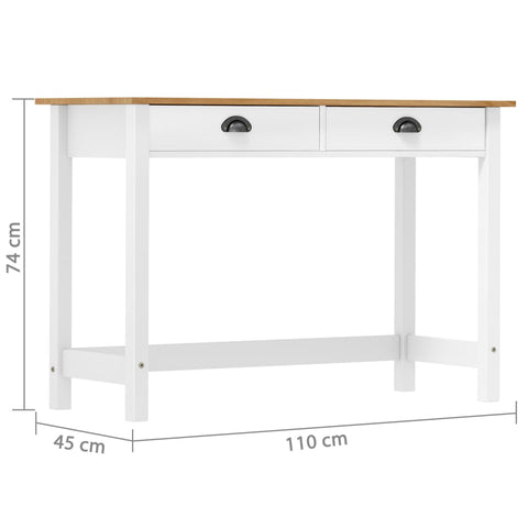 vidaXL Console Table Hill with 2 Drawers 110x45x74 cm Solid Pine Wood