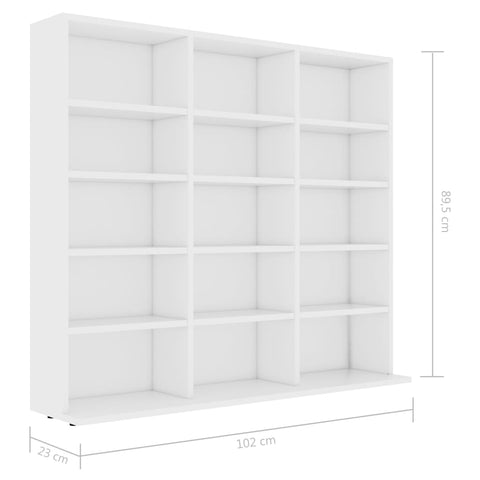vidaXL CD Cabinet White 102x23x89.5 cm Engineered Wood