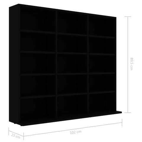 vidaXL CD Cabinet Black 102x23x89.5 cm Engineered Wood