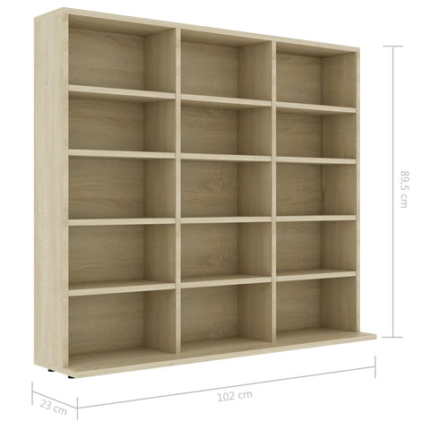 vidaXL CD Cabinet Sonoma Oak 102x23x89.5 cm Engineered Wood