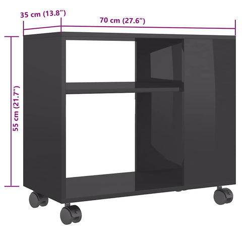 vidaXL Side Table High Gloss Grey 70x35x55 cm Engineered Wood