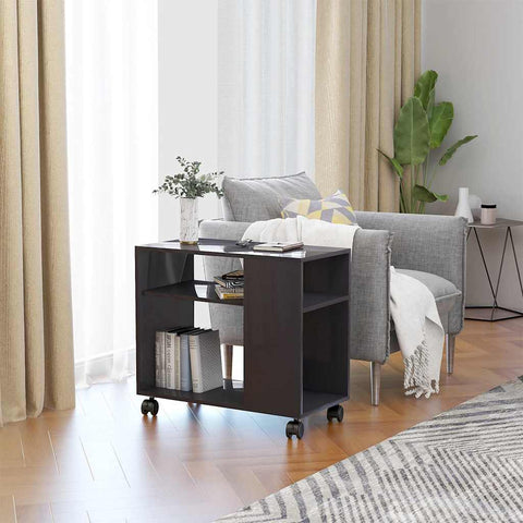 vidaXL Side Table High Gloss Grey 70x35x55 cm Engineered Wood