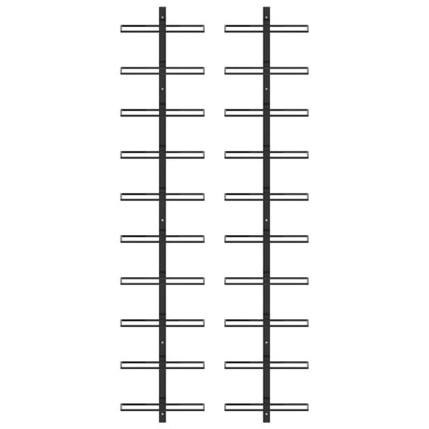 vidaXL Wall-mounted Wine Racks for 20 Bottles 2 pcs Black Metal
