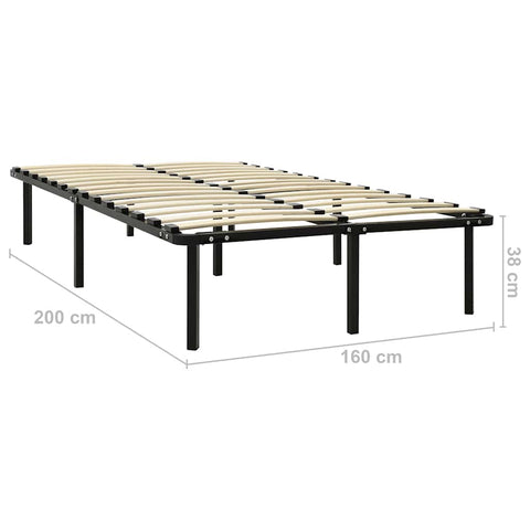 vidaXL Bed Frame without Mattress Black Metal 160x200 cm