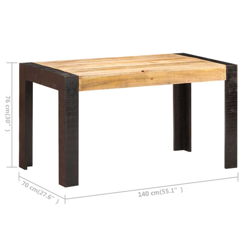 vidaXL Dining Table 140x70x76 cm Solid Rough Mango Wood