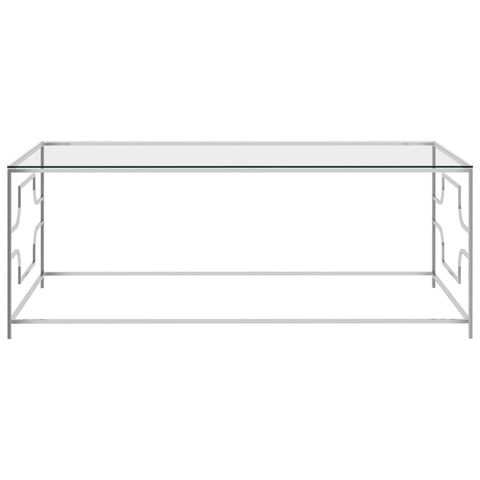 vidaXL Coffee Table Silver 120x60x45 cm Stainless Steel and Glass