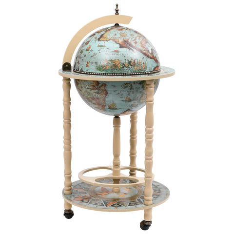 vidaXL Globe Bar Wine Stand Eucalyptus Wood Blue