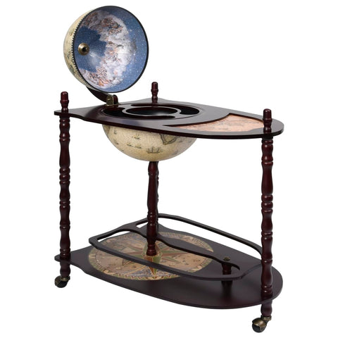 vidaXL Freestanding Globe Bar Wind Stand Eucalyptus Wood Green