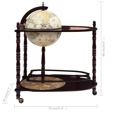 vidaXL Freestanding Globe Bar Wind Stand Eucalyptus Wood Green