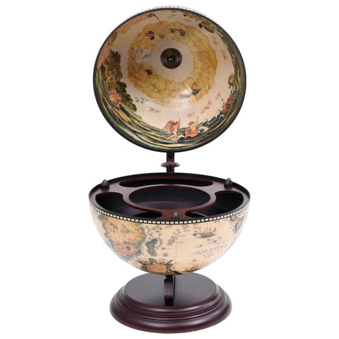 vidaXL Tabletop Globe Bar Wine Stand Eucalyptus Wood White
