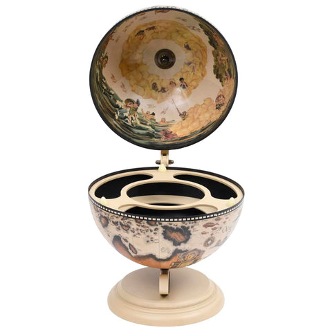 vidaXL Tabletop Globe Bar Wine Stand Eucalyptus Wood White