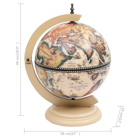 vidaXL Tabletop Globe Bar Wine Stand Eucalyptus Wood White