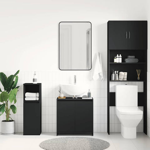 vidaXL Bathroom Cabinet Black 60x33x61 cm Engineered Wood