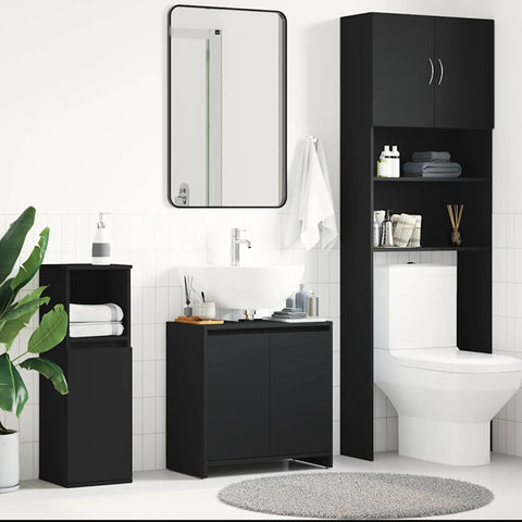 vidaXL Bathroom Cabinet Black 60x33x61 cm Engineered Wood