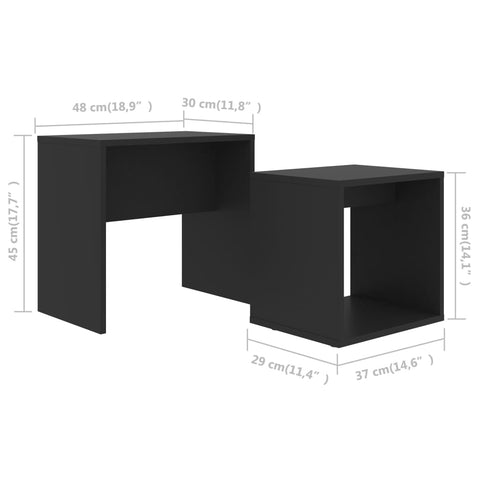 vidaXL Coffee Table Set Black 48x30x45 cm Engineered Wood