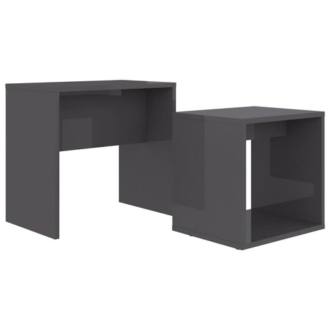 vidaXL Coffee Table Set High Gloss Grey 48x30x45 cm Engineered Wood