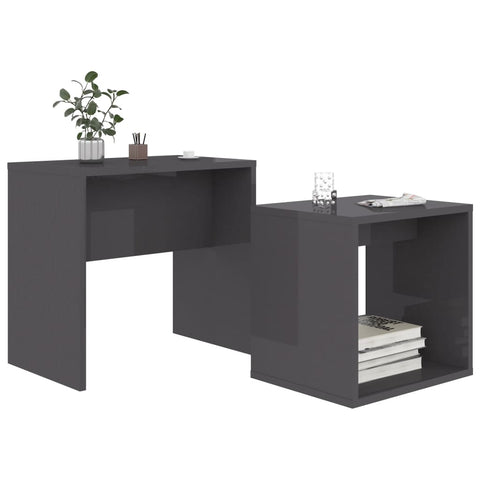 vidaXL Coffee Table Set High Gloss Grey 48x30x45 cm Engineered Wood