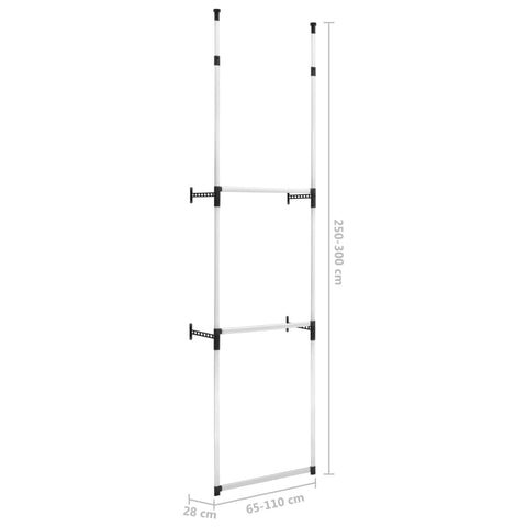 vidaXL Telescopic Wardrobe System with Rods Aluminium
