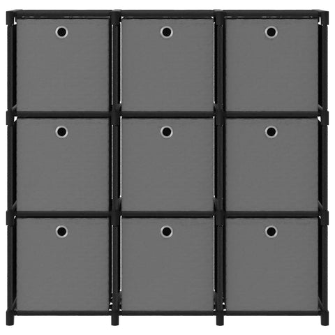 vidaXL 9-Cube Display Shelf with Boxes Black 103x30x107.5 cm Fabric