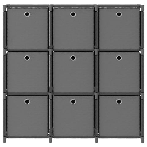 vidaXL 9-Cube Display Shelf with Boxes Grey 103x30x107.5 cm Fabric