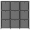 vidaXL 9-Cube Display Shelf with Boxes Grey 103x30x107.5 cm Fabric