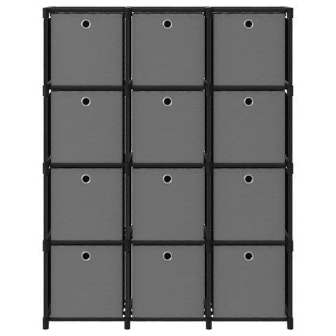 vidaXL 12-Cube Display Shelf with Boxes Black 103x30x141 cm Fabric