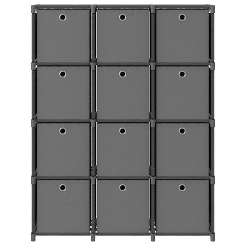 vidaXL 12-Cube Display Shelf with Boxes Grey 103x30x141 cm Fabric