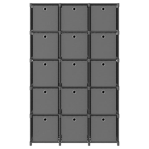 vidaXL 15-Cube Display Shelf with Boxes Grey 103x30x175.5 cm Fabric