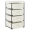 vidaXL Storage Rack with 4 Fabric Baskets Steel Cream