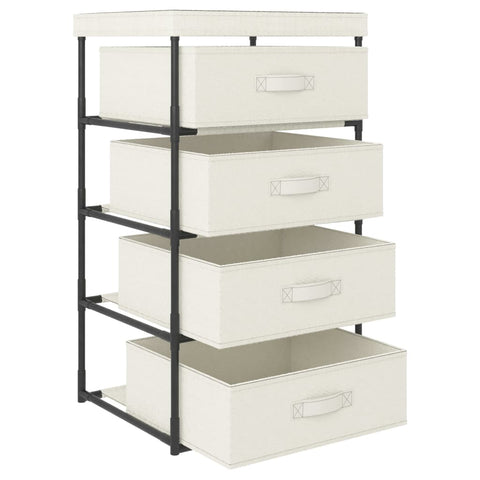 vidaXL Storage Rack with 4 Fabric Baskets Steel Cream