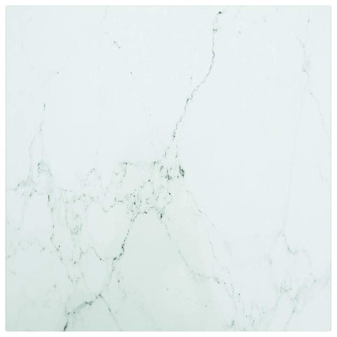vidaXL Table Top White 40x40 cm 6 mm Tempered Glass with Marble Design