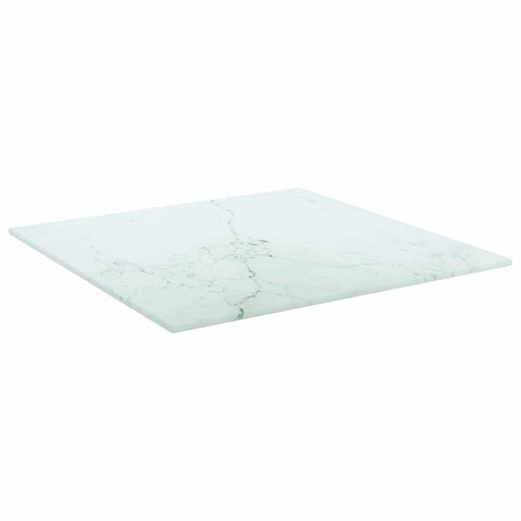 vidaXL Table Top White 40x40 cm 6 mm Tempered Glass with Marble Design