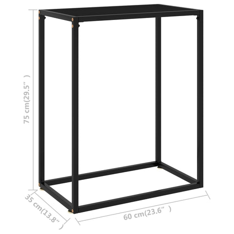 vidaXL Console Table Black 60x35x75 cm Tempered Glass