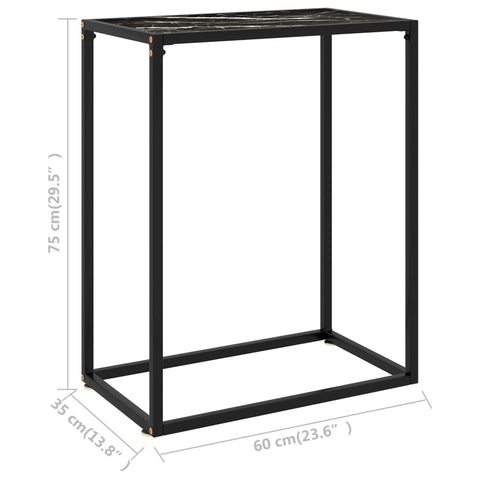 vidaXL Console Table Black 60x35x75 cm Tempered Glass