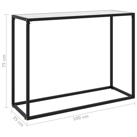 vidaXL Console Table White 100x35x75 cm Tempered Glass