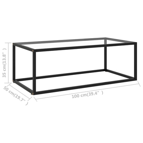 vidaXL Coffee Table Black with Tempered Glass 100x50x35 cm