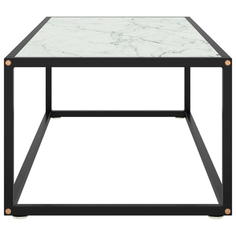 vidaXL Coffee Table Black with White Marble Glass 100x50x35 cm