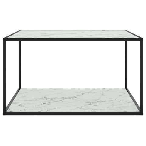 vidaXL Coffee Table Black with White Marble Glass 90x90x50 cm