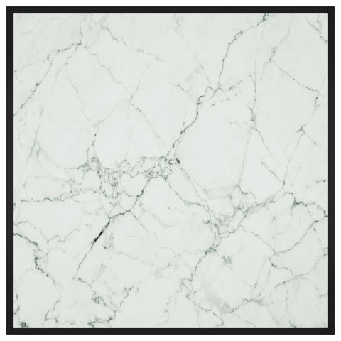 vidaXL Coffee Table Black with White Marble Glass 90x90x50 cm