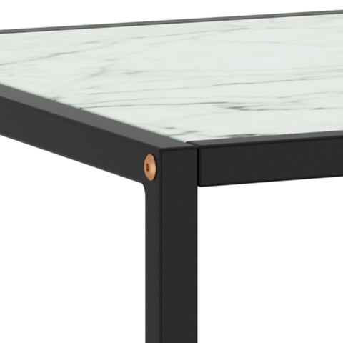 vidaXL Coffee Table Black with White Marble Glass 90x90x50 cm