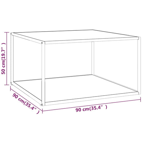 vidaXL Coffee Table Black with White Marble Glass 90x90x50 cm