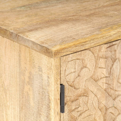 vidaXL Carved Bedside Cabinet 40x30x50 cm Solid Mango Wood
