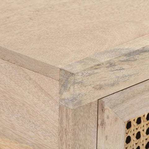 vidaXL Console Table 100x35x76 cm Solid Mango Wood and Natural Cane