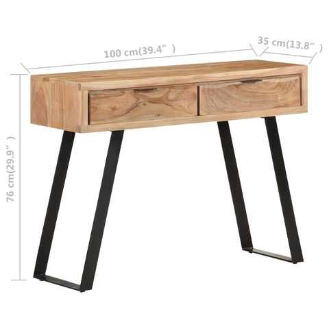 vidaXL Console Table 100x35x76 cm Solid Acacia Wood with Live Edges