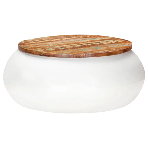 vidaXL Coffee Table White 68x68x30 cm Solid Reclaimed Wood
