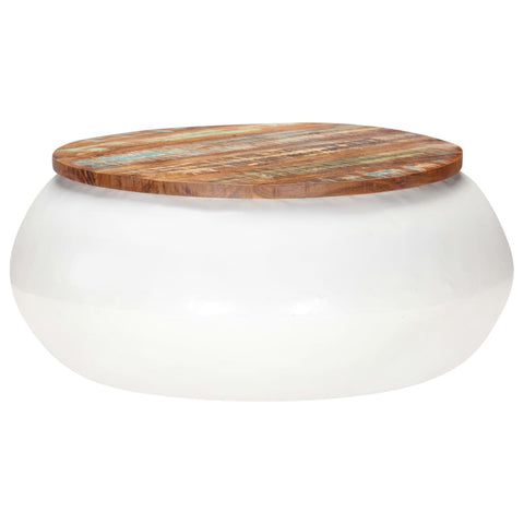 vidaXL Coffee Table White 68x68x30 cm Solid Reclaimed Wood