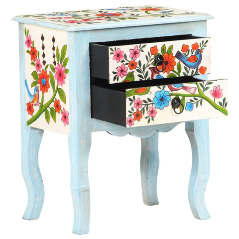 vidaXL Hand Painted Bedside Cabinet 40x30x50 cm Solid Mango Wood