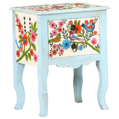 vidaXL Hand Painted Bedside Cabinet 40x30x50 cm Solid Mango Wood